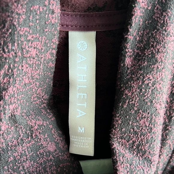 Athleta Womens Jacket Medium Shanti Jacquard Antique Burgundy Zip Up - Picture 2 of 6